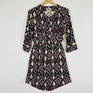 Holding‎ Horses 3/4 Roll Up Sleeve Southwest Western Geometric Dress Womens Sz 2